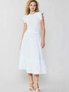 Ruffled Sleeve Sweater Dress - Current Air